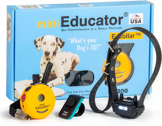 E-Collar ET-300 Mini  Remote Dog Training Collar, Yellow | 1/2 Mile Waterproof, 100 Stimulation Levels + Vibration + Light + Sound, Premium Finger Clicker Trainer